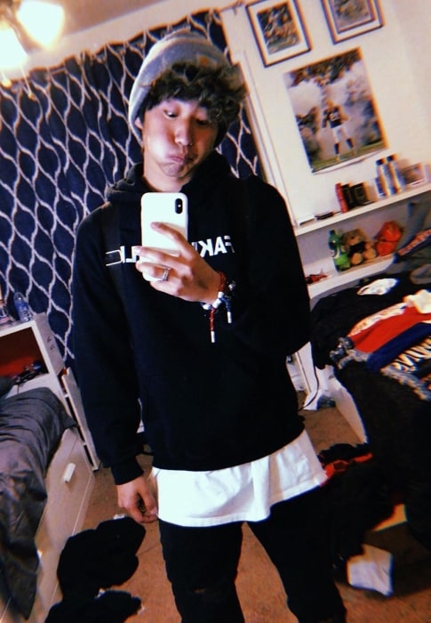 Kanou Awata as seen while taking a mirror selfie in Los Angeles, California in January 2020