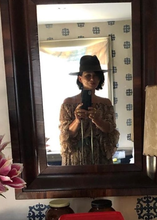 Karen Duffy as seen while taking a mirror selfie in August 2019