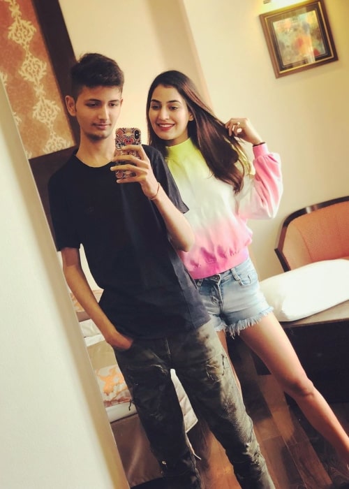 Khushi Chaudhary as seen in a selfie with her brother Shivam in November 2019
