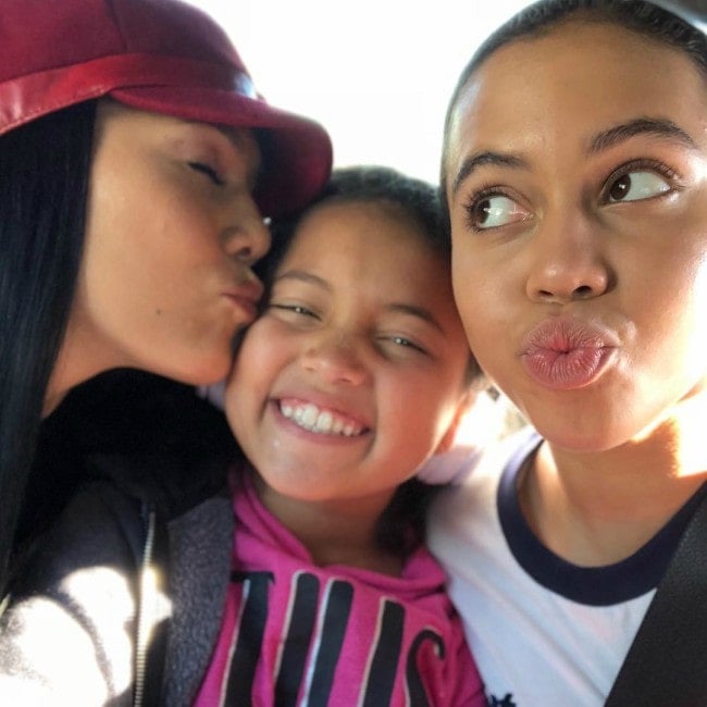 Kristie Ray with her daughters as seen in February 2018