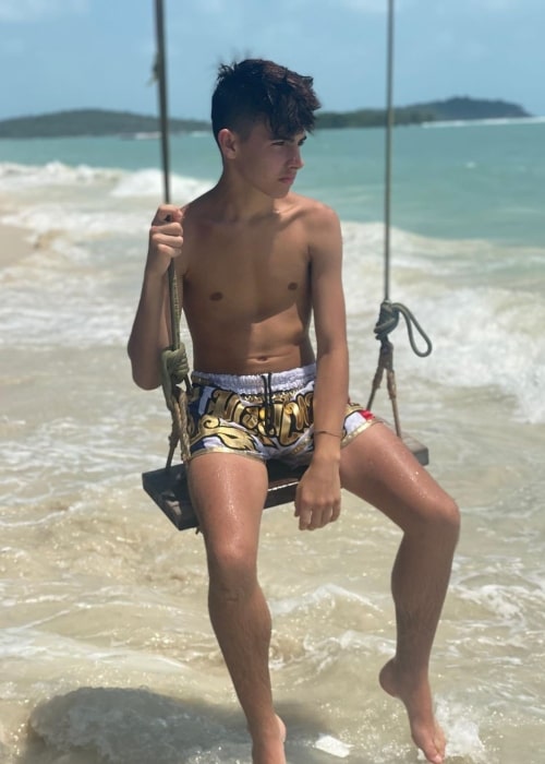 Kyle Thomas as seen in a shirtless picture taken in Ko Samui, Thailand in March 2020