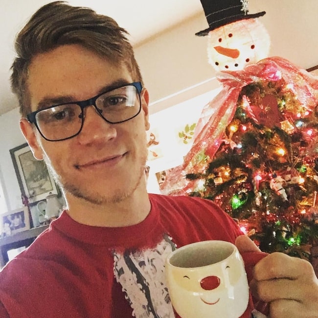Lucas Adams wishing everyone a Merry Christmas in December 2017