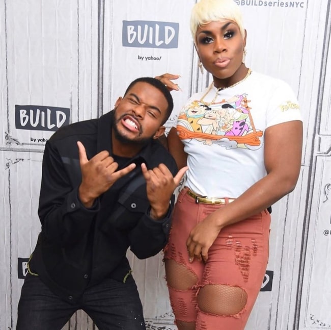 Monét X Change (Right) posing for a picture alongside Trevor Jackson in February 2020