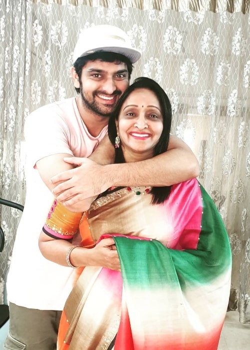 Naga Shaurya as seen while posing for a picture along with his mother