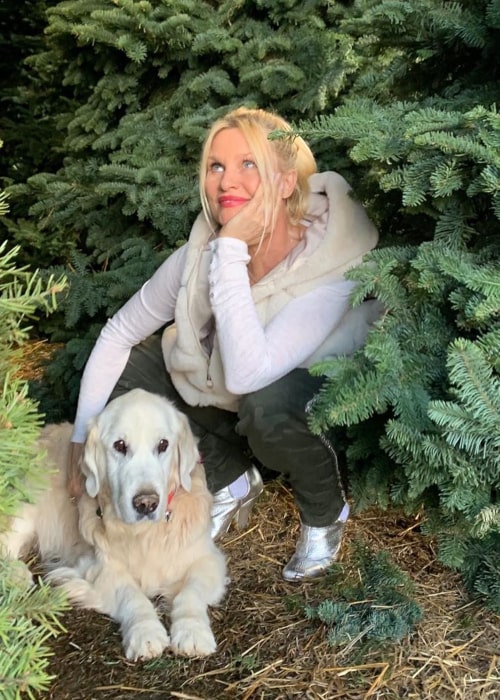 Nicollette Sheridan with her pet dog, as seen in December 2019