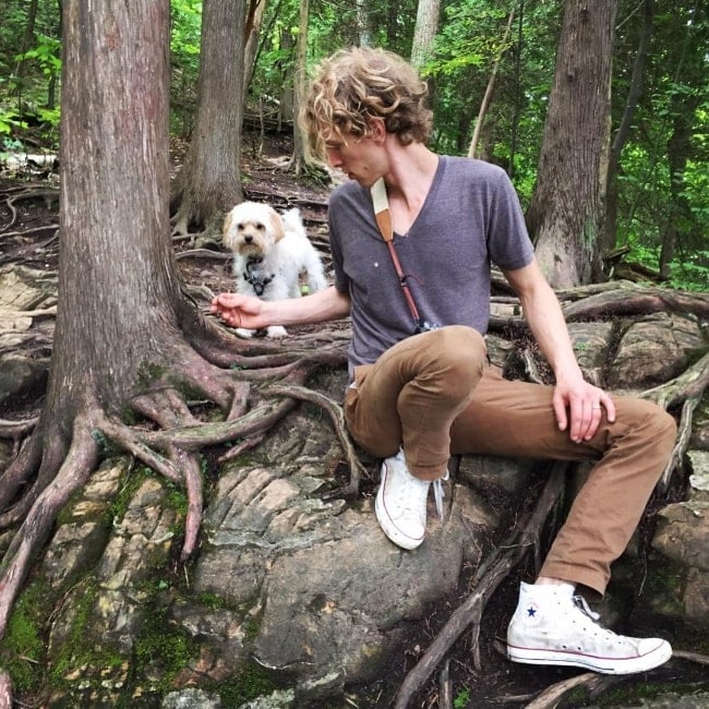 Parker Croft along with his pet at Mt. Philo located in Charlotte, Vermont in August 2016