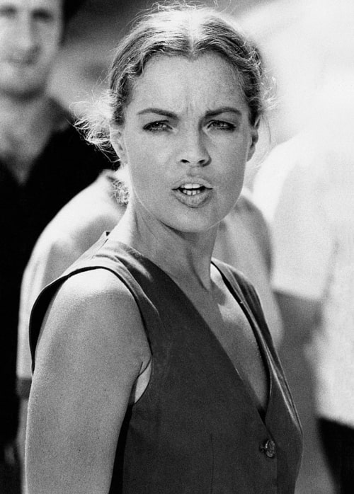 Romy Schneider acting in a scene from 'La Califfa'. Parma, 1970