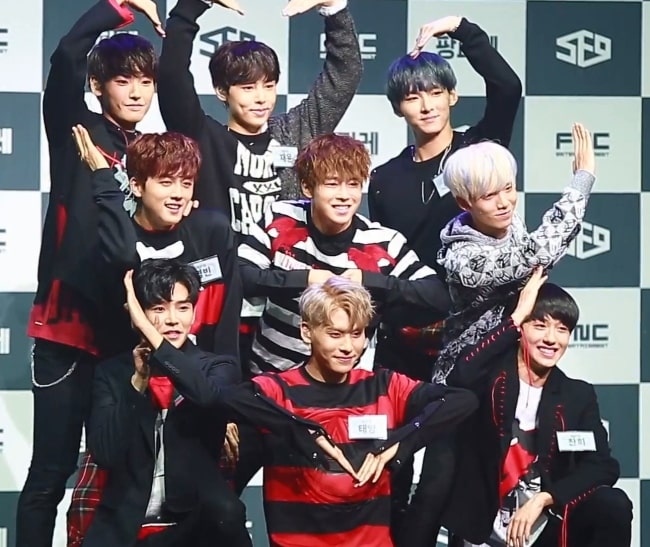 SF9 posing for a picture during an event in October 2016