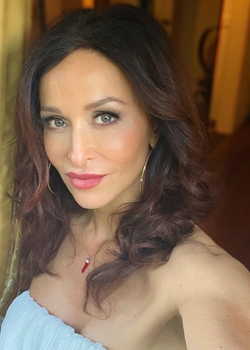 Sofia Milos as seen while taking a selfie in Los Angeles, California in March 2020