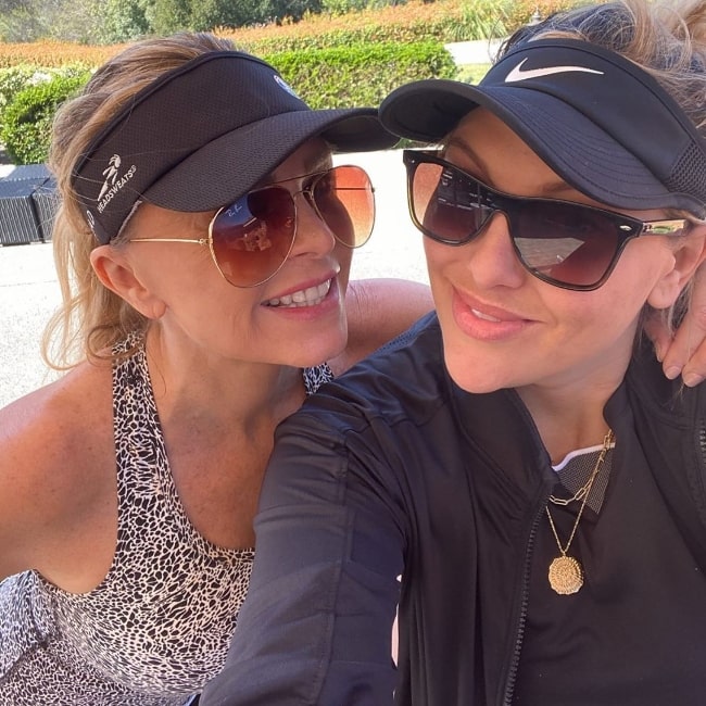 Tamra Judge (Left) smiling in a selfie alongside Gina Kirschenheiter at Coto de Caza Golf & Racquet Club in February 2020