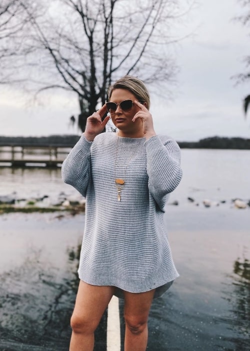 Aimee Hall as seen while posing for the camera in Tensaw, Alabama in January 2020