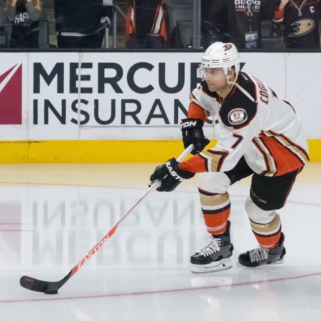 Andrew Cogliano as seen in a picture taken during a game in April 2016