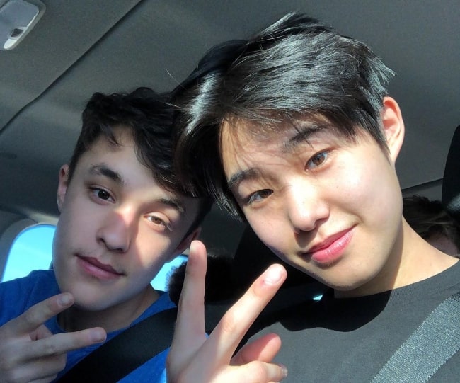 Andrew Kim (Right) as seen while taking a mirror selfie alongside his friend in Las Vegas, Nevada in February 2020
