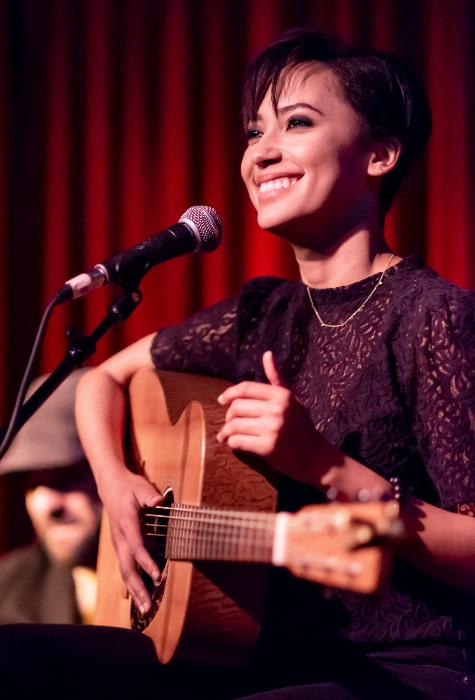 Andy Allo as seen while performing live at the Hotel Cafe in Hollywood, Los Angeles, California on June 16, 2018