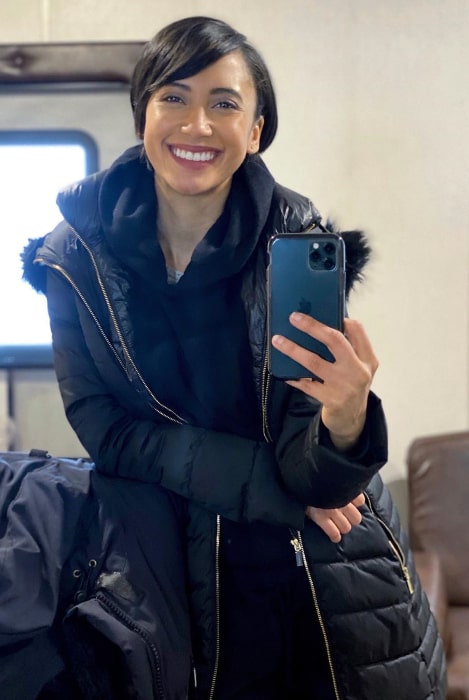 Andy Allo as seen while taking a mirror selfie in January 2020