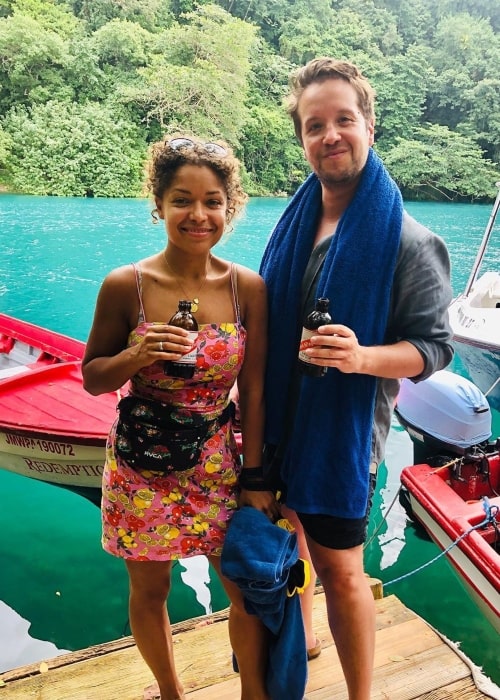 Antonia Thomas as seen in a picture taken with her best friend Henry Gilbert in Jamaica in December 2019