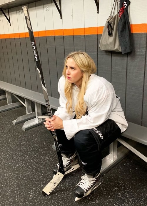 Brittany Force as seen in a picture in which she is sporting ice hockey gear