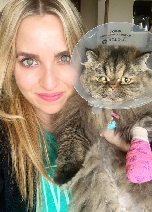 Brittany Force in a selfie taken with her cat Stormy in March 2020