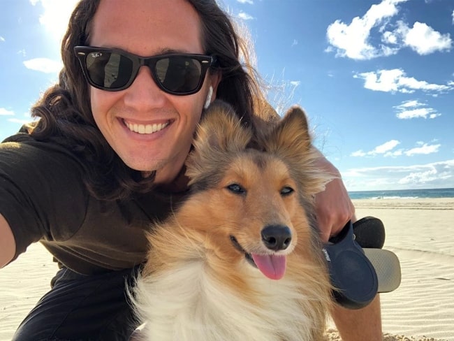 Chai Hansen as seen while taking a selfie with his dog in May 2019