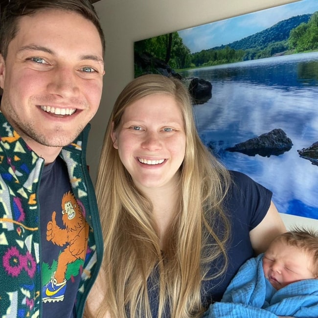 Chris Massoglia as seen in a selfie taken with his wife Shauna and son Christopher in Coon Rapids, Minnesota in April 2020