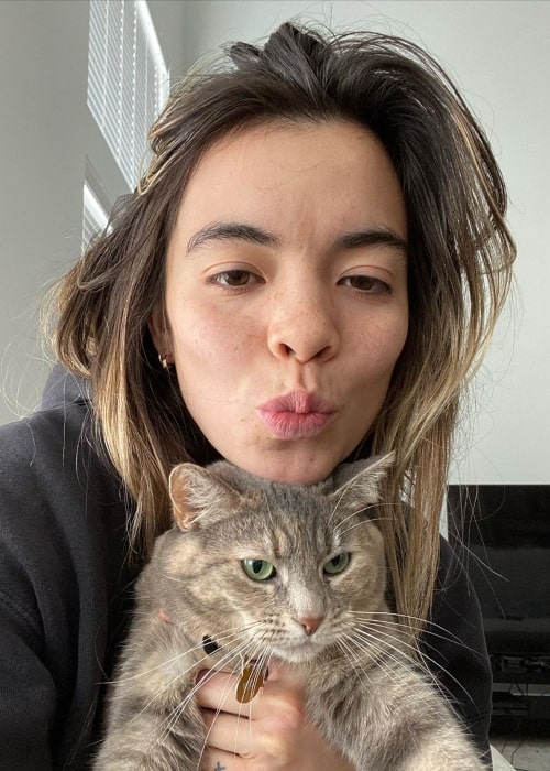 Cristal Ramirez as seen in a selfie taken with her cat in April 2020