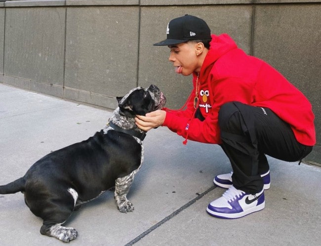 Daniel Muñoz with his dog as seen in May 2020