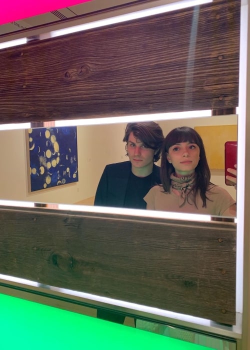 Elizabeth Cappuccino as seen in a selfie taken with James Grachos at the Palm Springs Art Museum in January 2020