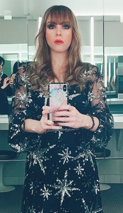 Emma Myles as seen while clicking a mirror selfie at Alice Tully Hall in New York City, New York in December 2019