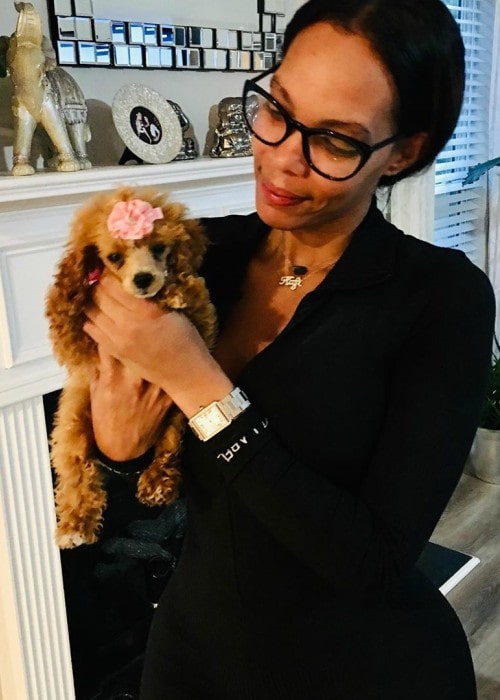 Gigi Maguire with her dog as seen in April 2020