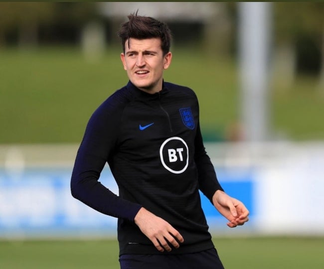 Harry Maguire at a training session with the English national team in October 2019