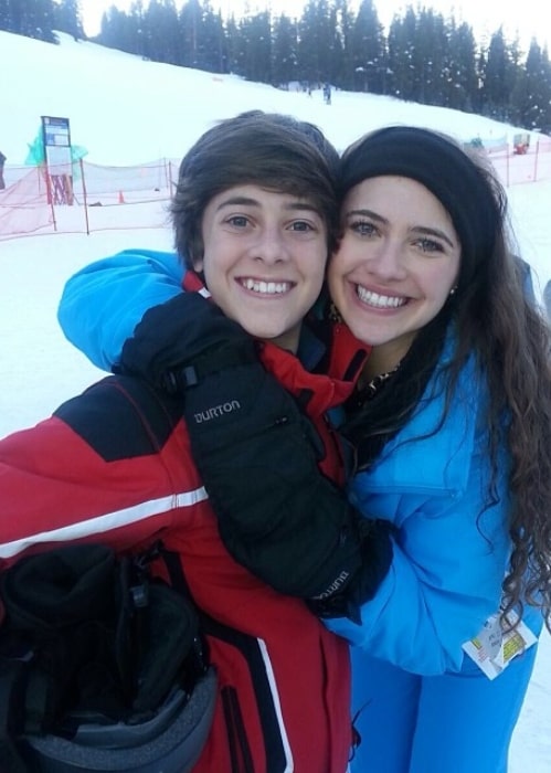 Jaren Lewison having fun skiing with his sister in December 2013