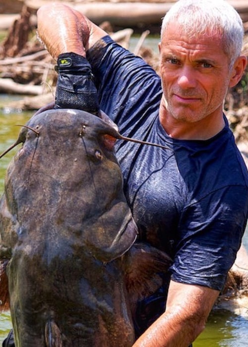 Jeremy Wade after capturing a massive flathead catfish in February 2018