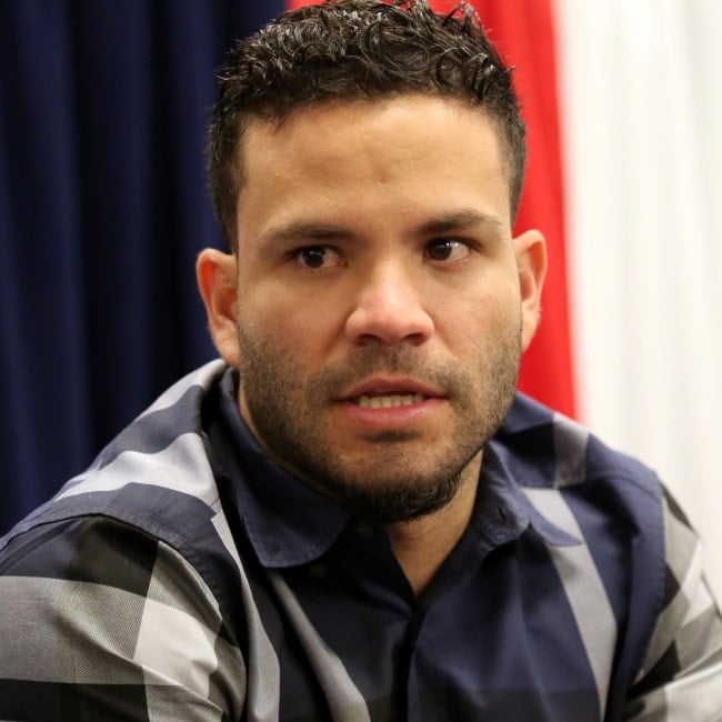 José Altuve as seen in a picture taken in taken while he talks to reporters at 2016 All-Star Game availability