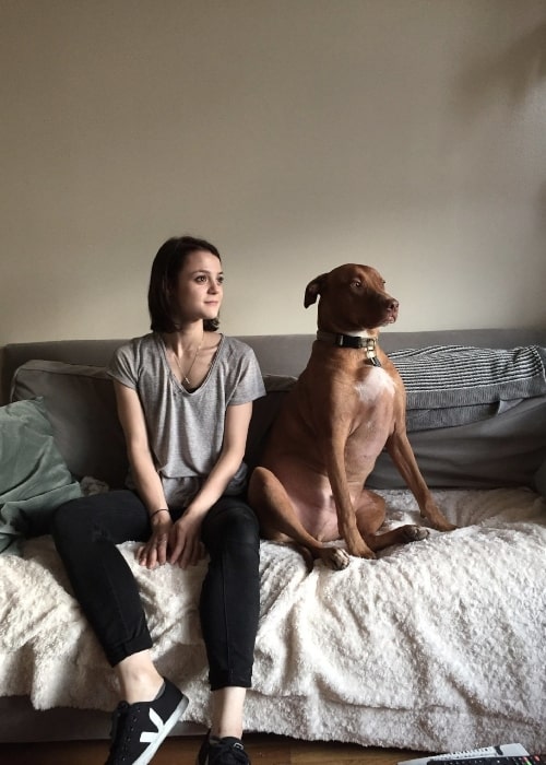 Kathryn Prescott as seen in a picture with a dog named Otis in December 2017