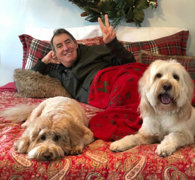 Kenny Ortega with his dogs as seen in December 2018