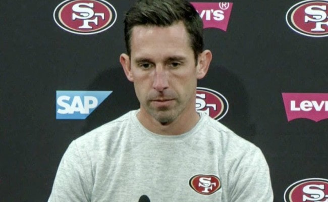 Kyle Shanahan during an interview as seen in December 2017