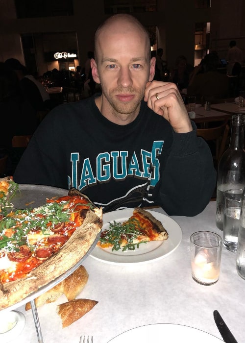 Leslie Priest enjoying his meal at Bottega Louie Restaurant and Gourmet Market in March 2018