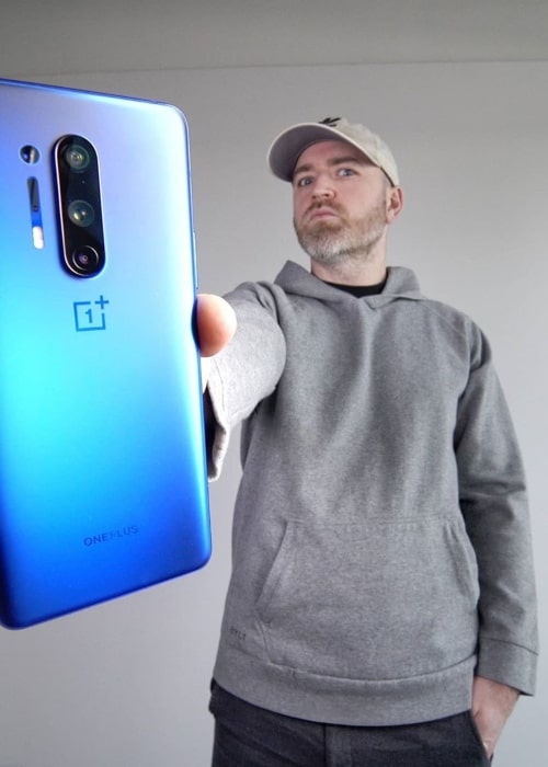 Lewis Hilsenteger as seen in a picture with a OnePlus in a picture taken in April 2020