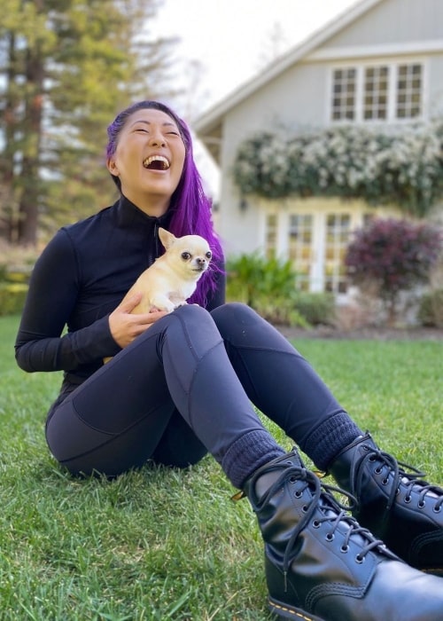 Mari Takahashi as seen in a picture taken with Princess Cherie Chihuahua in March 2020