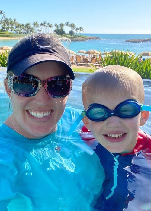 Michael as seen in a selfie taken with his mother Kristine at Aulani, A Disney Resort & Spa in February 2020