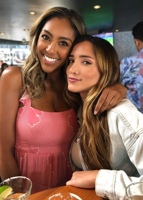 Nicole Lopez-Alvar as seen in a picture taken with TV personality Tayshia Adams in Newport Beach, California in March 2020