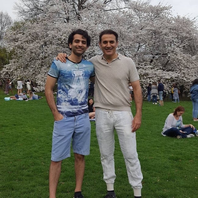 Parmeet Sethi (Right) as seen while posing for a picture alongside his son Ayushmaan Sethi at Central Park in Manhattan, New York City, New York in April 2019