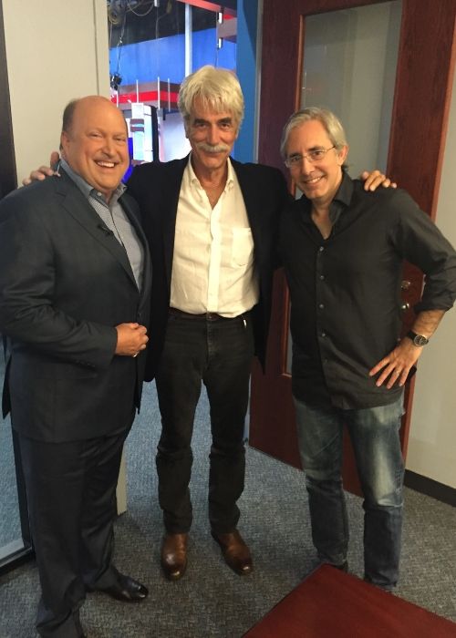 Paul Weitz posing with Sam Elliott and Bill Zwecker in 2015