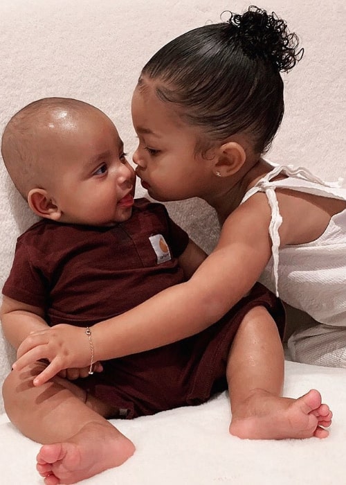 Psalm West pictured alongside his older cousin Stormi