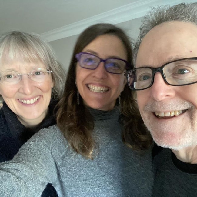 Rebecca Skloot as seen in a selfie taken with her father Floyd Skloot and Beverly Hallberg in Portland, Oregan in April 2020