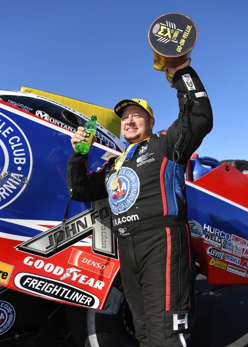 Robert Hight celebrating his 6th season win and 500th round win at the Zmax Dragway in October 2019