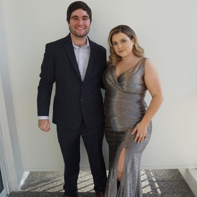 Stephen Gilardi as seen in a picture taken with his wife Sierra Schultzzie in The Beverly Hilton in December 2019