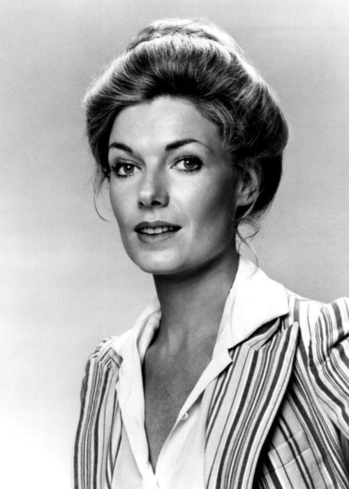 Susan Sullivan as seen in a black and white picture from the television miniseries Rich Man, Poor Man, Book II, which was taken on September 21, 1976