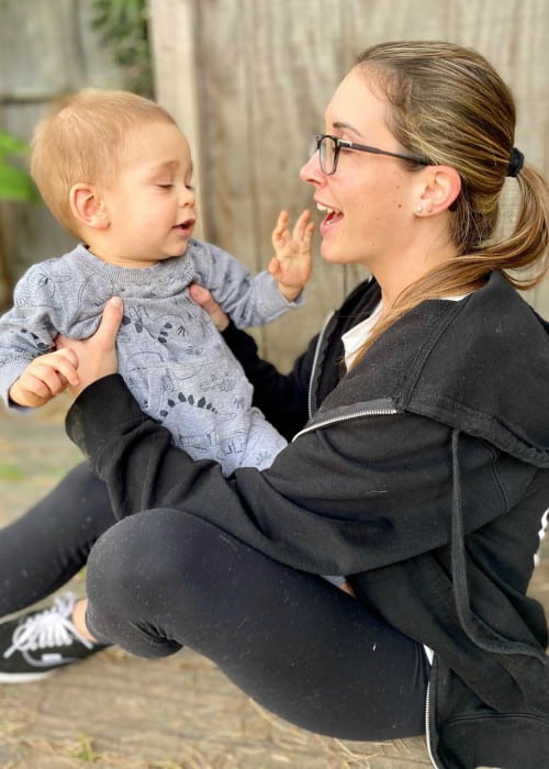 Tabatha Lawley with her son as seen in April 2020