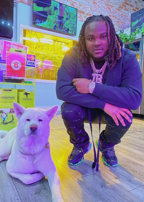 Tee Grizzley with his pet dog, as seen in March 2020